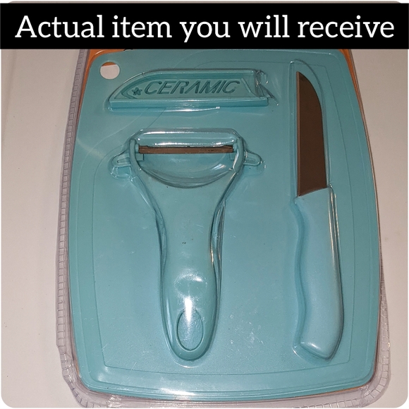 3pcs Kitchen Fruit Knife Set With Cutting Board, Peeler & Paring Knife new blue - Picture 15 of 15